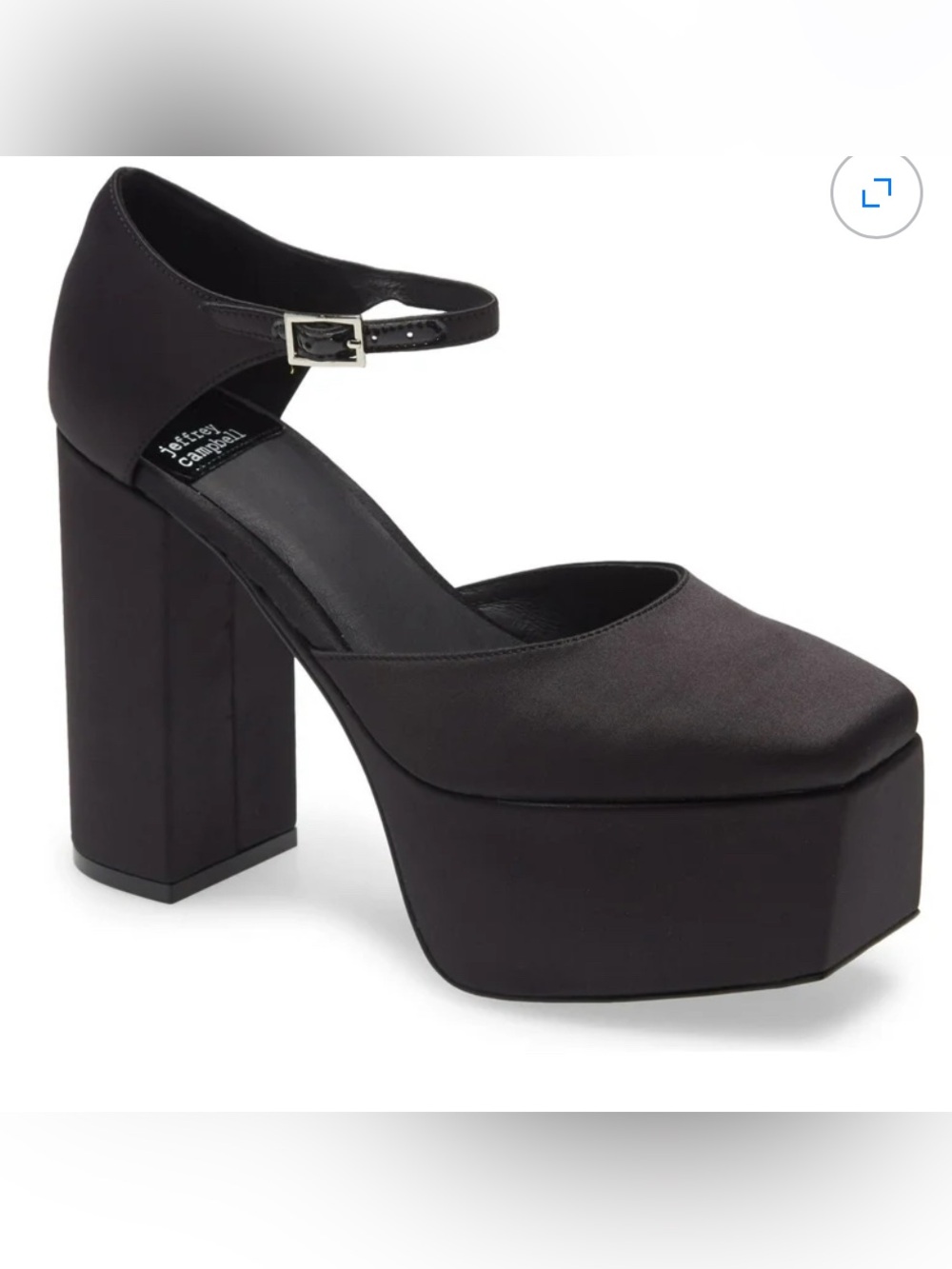 Jeffrey Campbell Over-N-Out Black Satin Platform Mary Jane Pumps